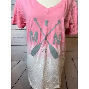Southern Spirit Minnesota Graphic Tee Womens Small Pink Ombre V-Neck Shirt Top